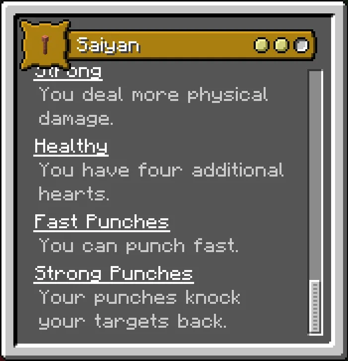 Saiyan Origin, Моды, Minecraft