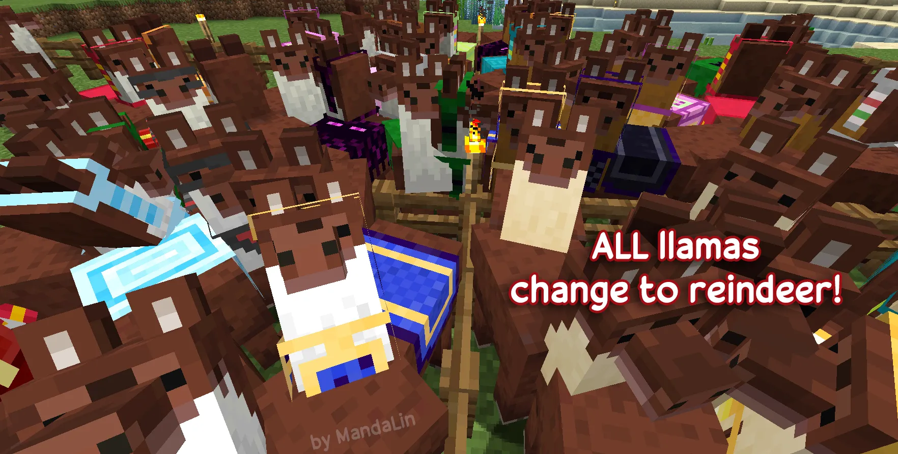 Wandering Santa Trader & Reindeer Llamas — скриншот 2 (Текстуры, Minecraft)