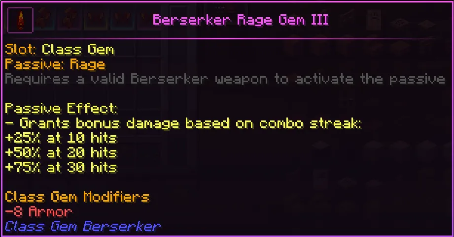 Class Gem: Berserker, Моды, Minecraft