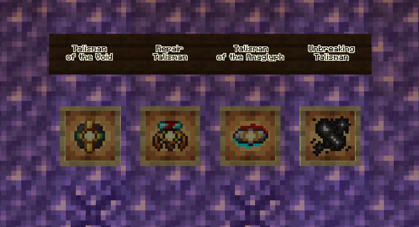 Talismans - Repair, Mending, Unbreakable, Моды, Minecraft