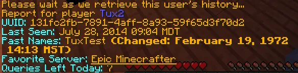 MCUsernameHistory — скриншот 1 (Плагины, Minecraft)