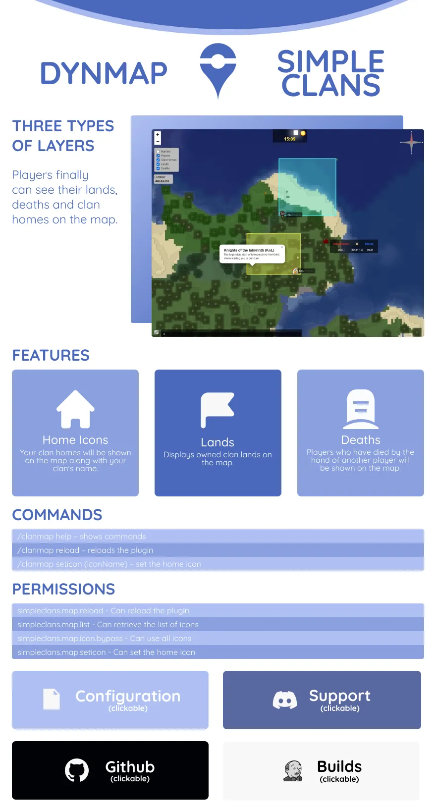 Dynmap-SimpleClans 2+ — скриншот 4 (Плагины, Minecraft)