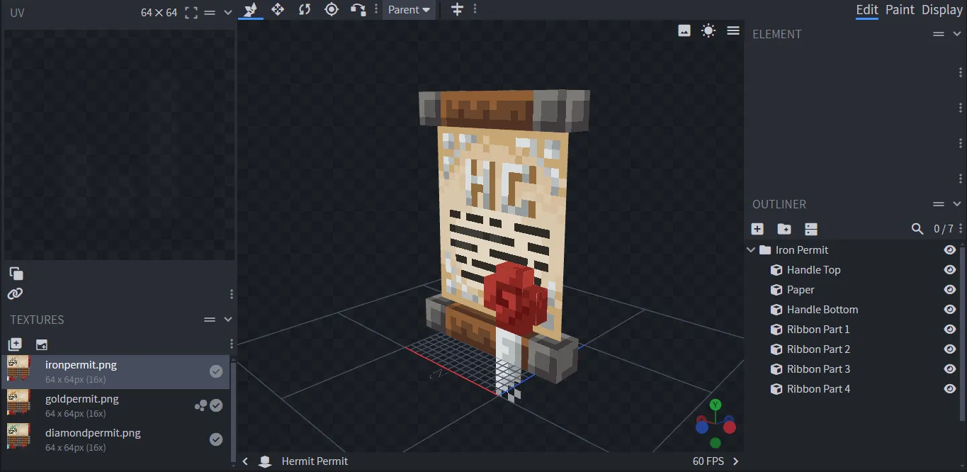 Hermit Permit, Текстуры, Minecraft