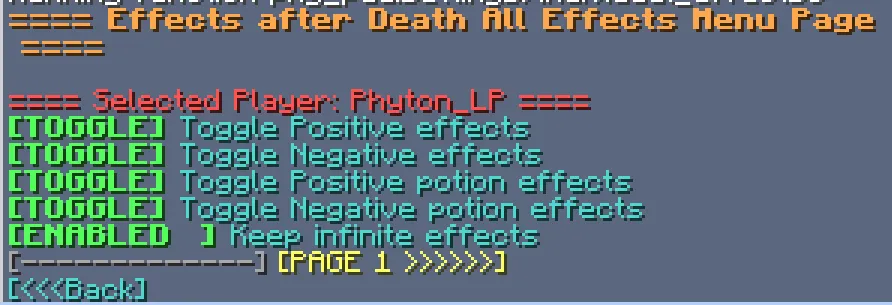 Effects After Death, Моды, Minecraft