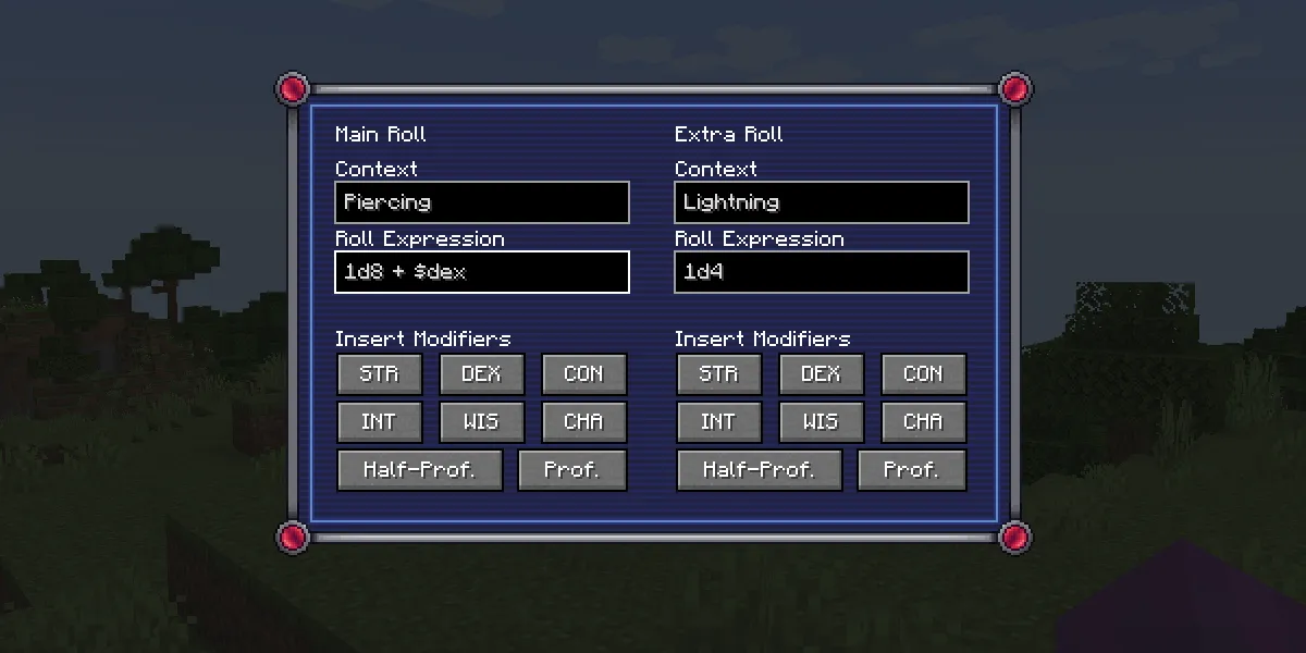 D&D Sheets, Моды, Minecraft