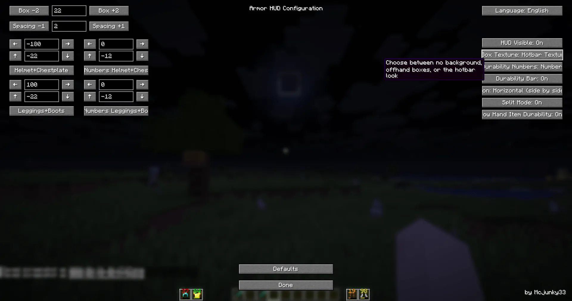 Armor Hud by Mcjunky33, Моды, Minecraft