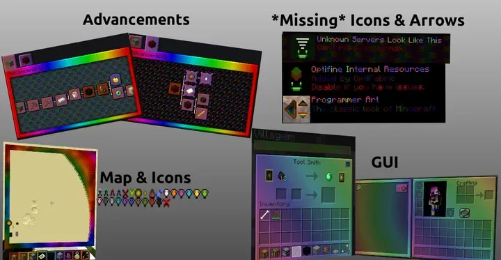 Ultimate Rainbow UI, Particles & More! — скриншот 3 (Текстуры, Minecraft)