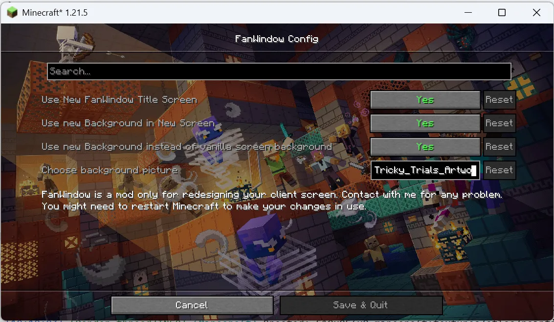 Fan Window, Моды, Minecraft