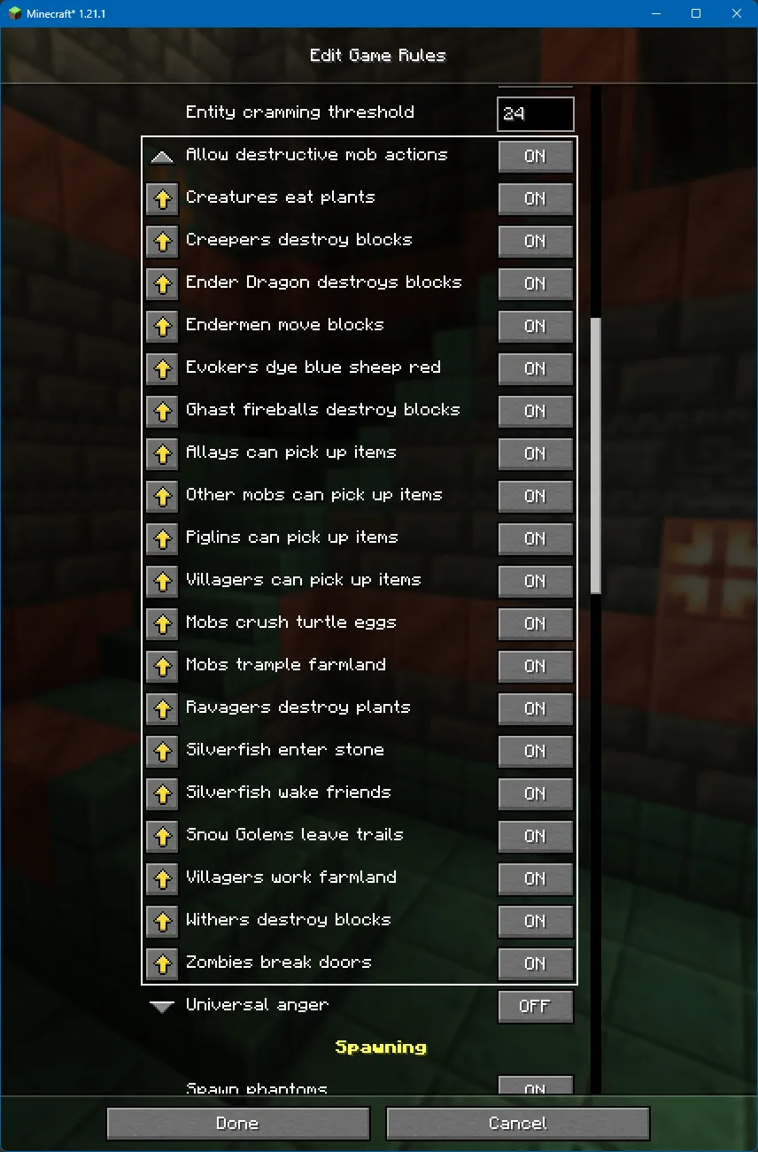 Granular Gamerules, Моды, Minecraft