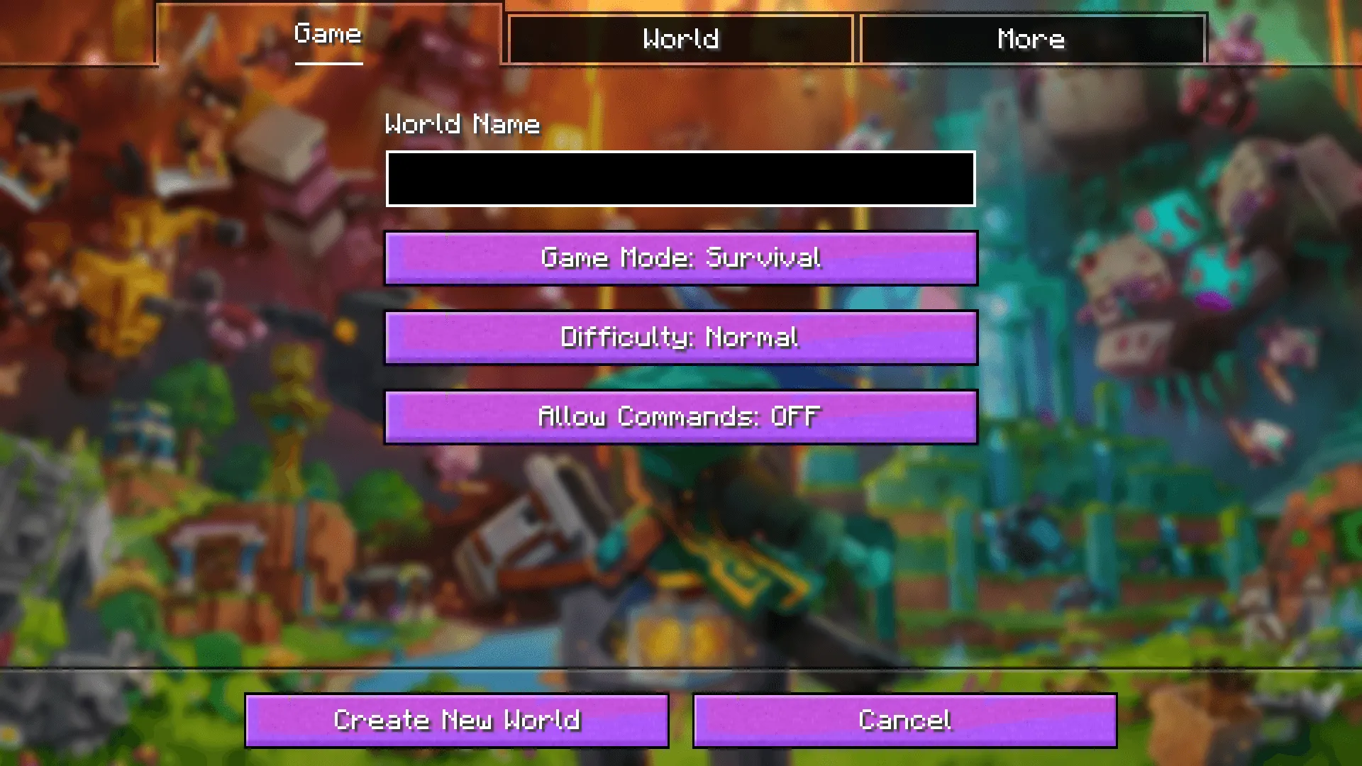 Moonlit Theme (Game Menu), Текстуры, Minecraft
