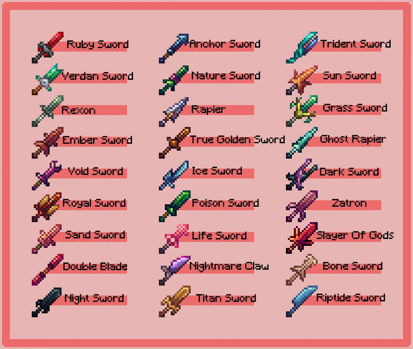 Unique Swords — скриншот 1 (Текстуры, Minecraft)