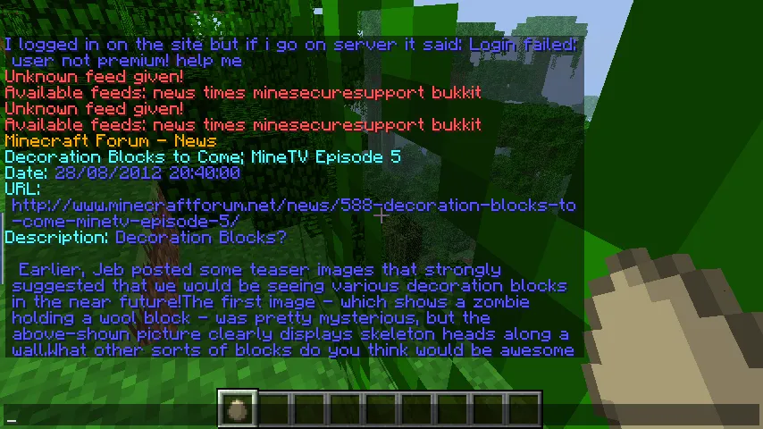 mcRSS, Плагины, Minecraft