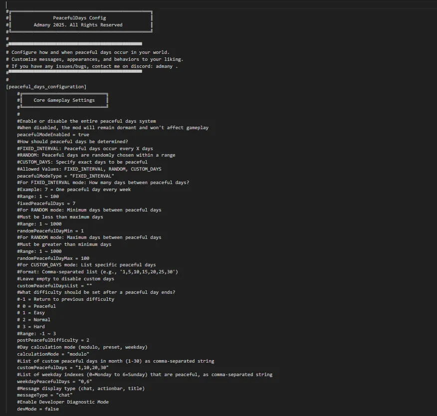 Peacefuldays, Моды, Minecraft