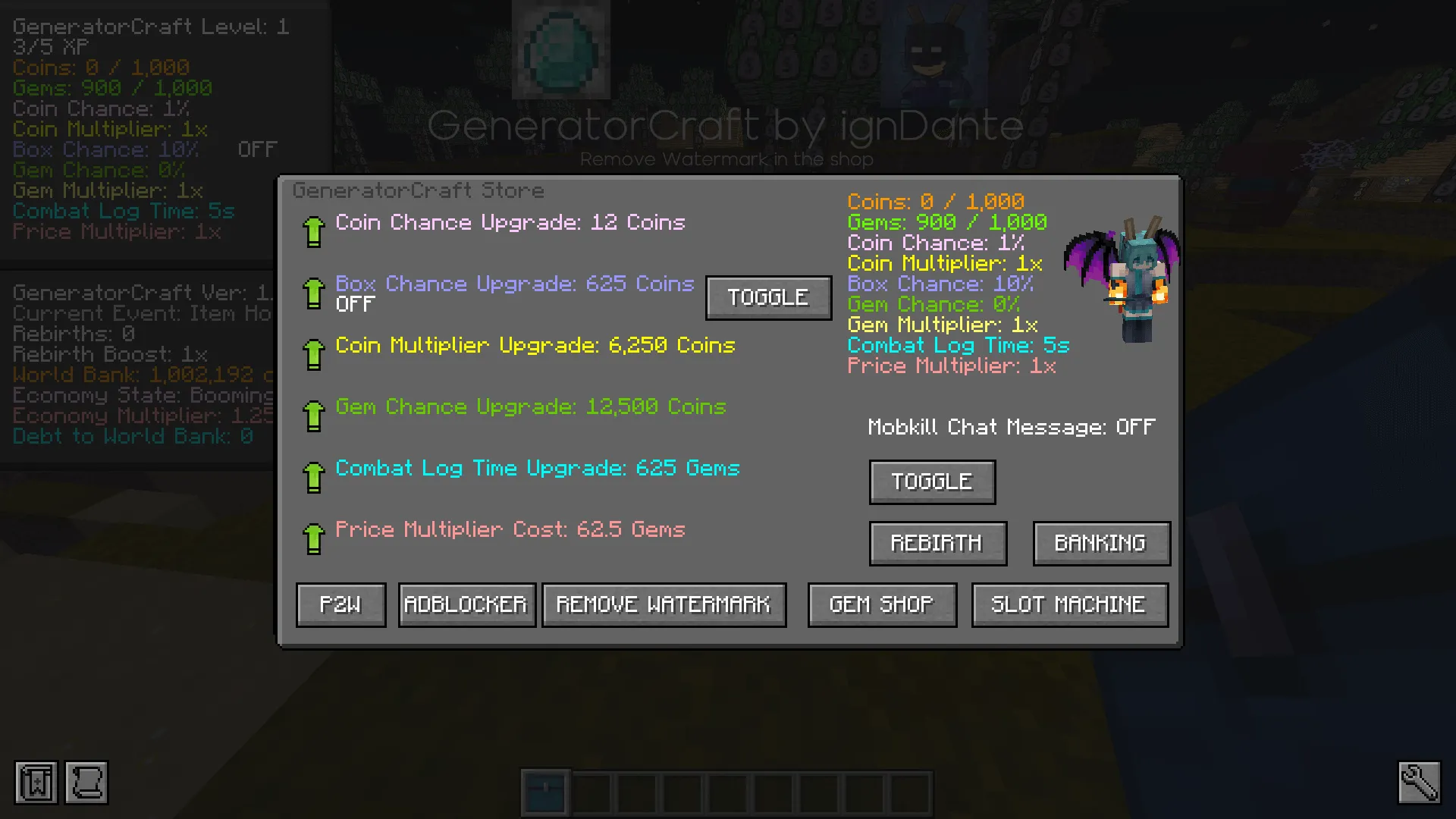 GeneratorCraft - Lootboxes, Gambling, RNG, Economy, Моды, Minecraft