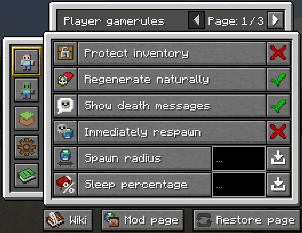 Rule Control (RC), Моды, Minecraft