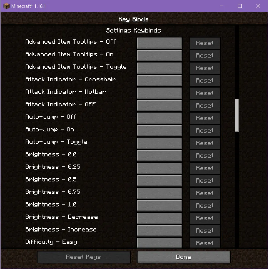 Settings Keybinds — скриншот 4 (Моды, Minecraft)