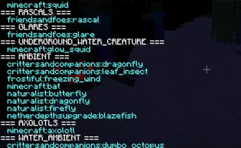 EntityExporter, Моды, Minecraft