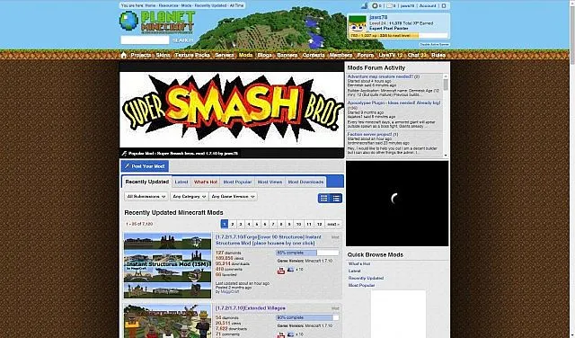 Super Smash Bros Mod, Моды, Minecraft