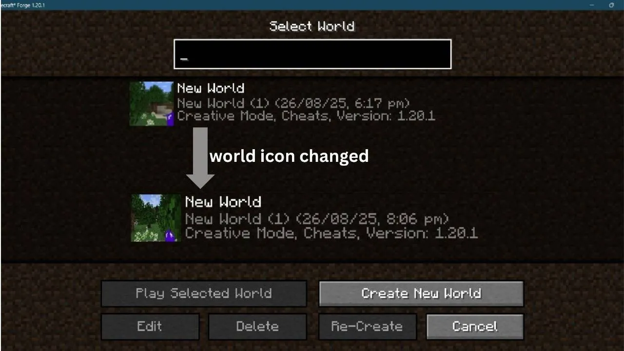 World icon changer, Моды, Minecraft