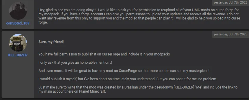 GVCLib, Моды, Minecraft