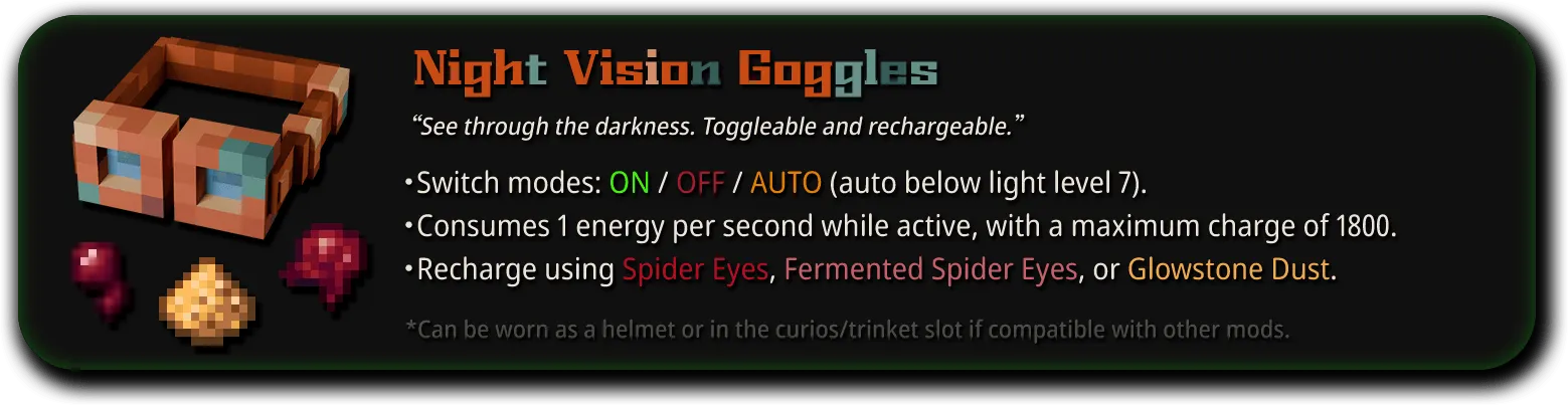 Calypso's Night Vision Goggles — скриншот 3 (Моды, Minecraft)