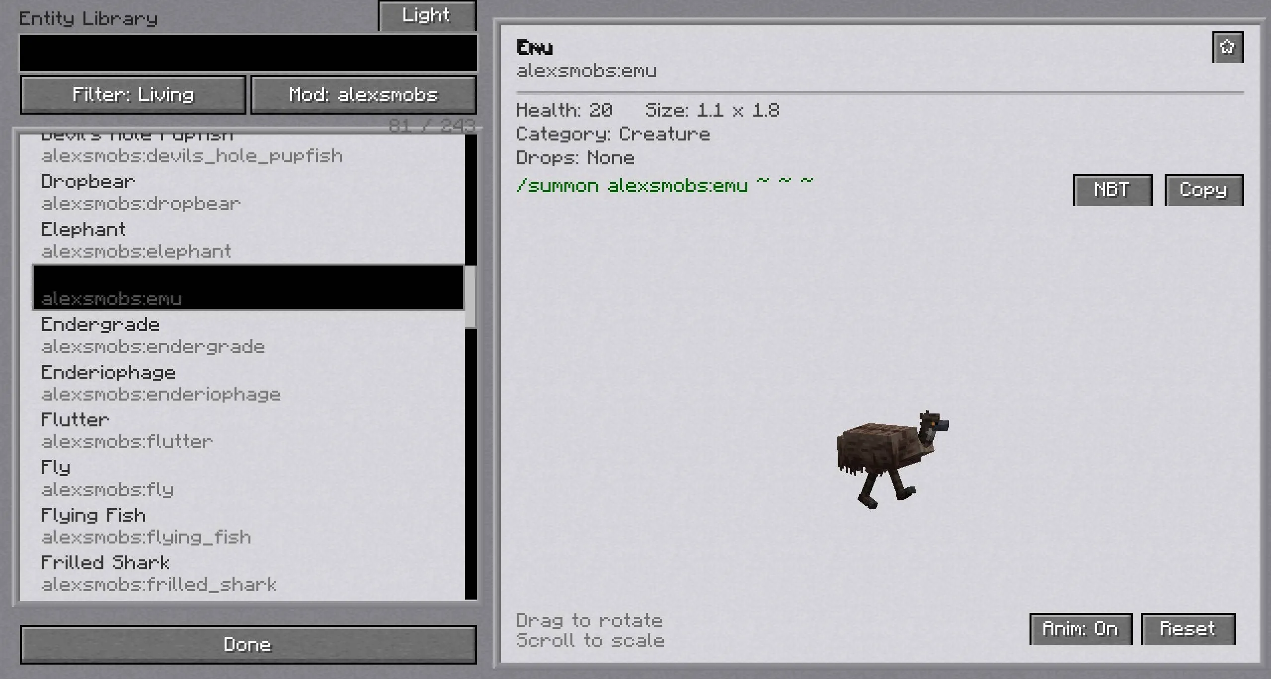 Entity Library – Mob Preview Browser — скриншот 2 (Моды, Minecraft)