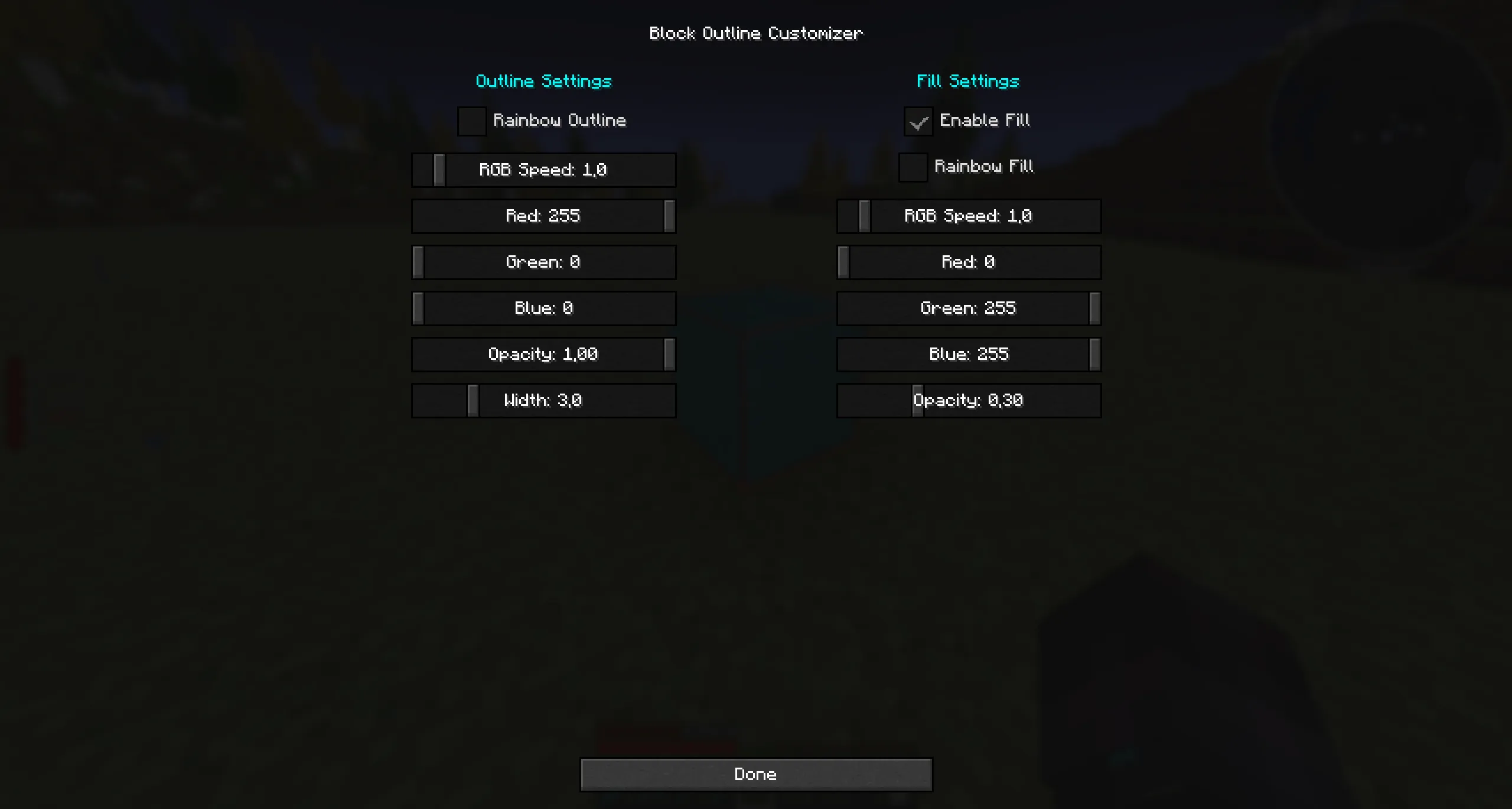 Block Outline Customizer, Моды, Minecraft