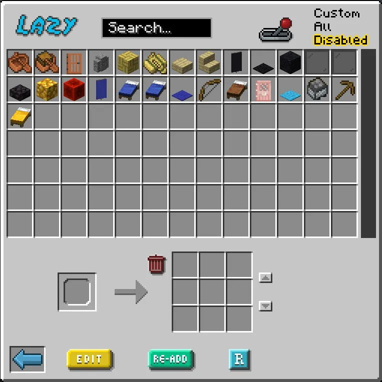 Lazy Recipes Editor, Моды, Minecraft