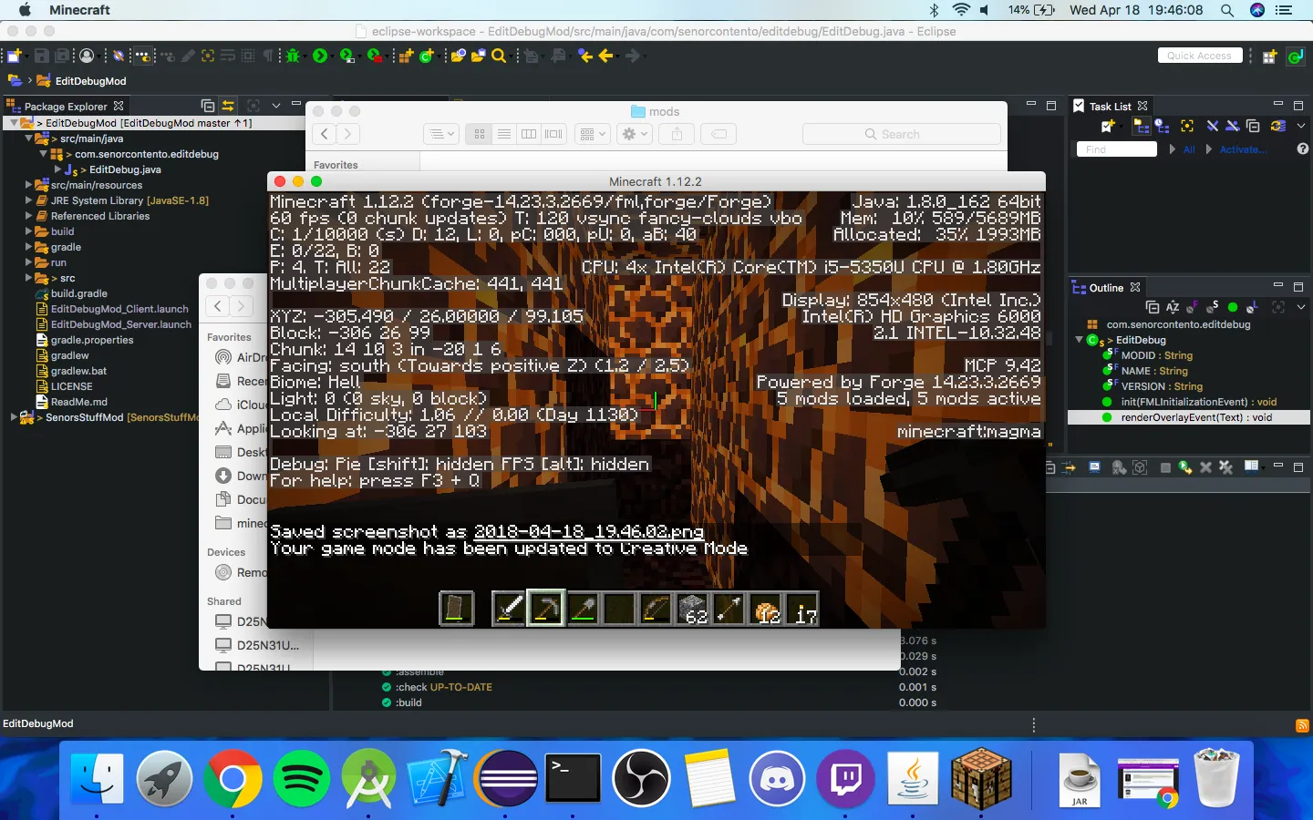 Edit Debug Screen — скриншот 1 (Моды, Minecraft)