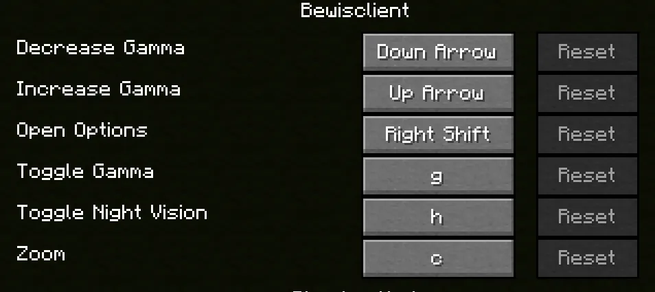 Bewisclient, Моды, Minecraft