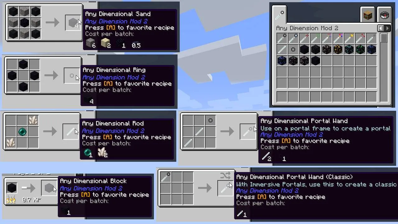 Any Dimension Mod 2, Моды, Minecraft