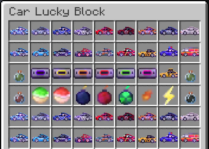 Car Lucky Block, Кастомизации, Minecraft