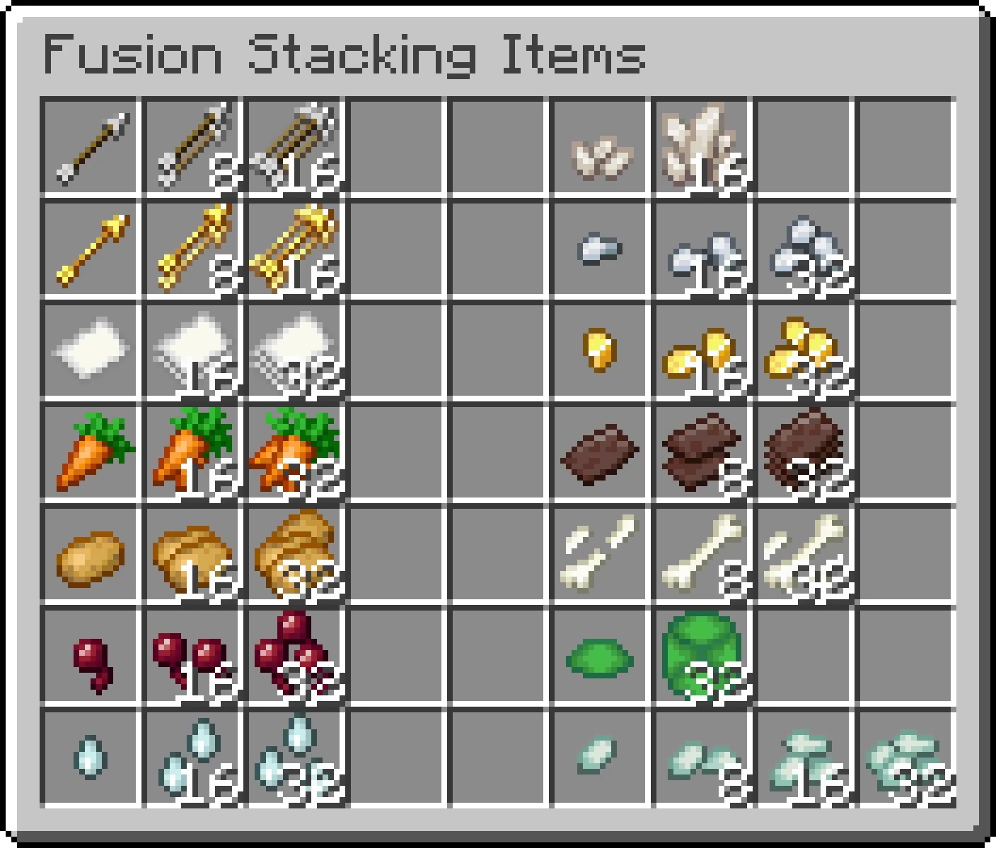 Fusion Stacking Items, Текстуры, Minecraft