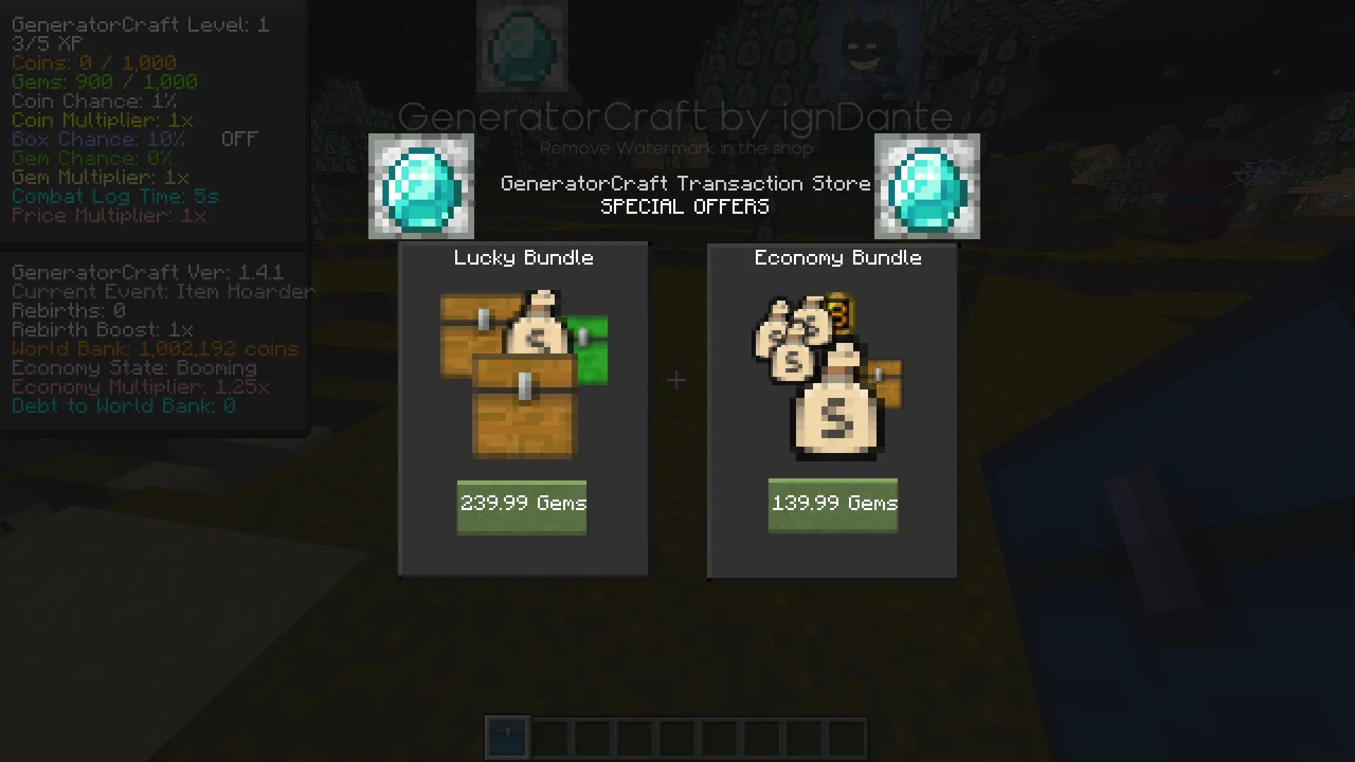 GeneratorCraft - Lootboxes, Gambling, RNG, Economy, Моды, Minecraft