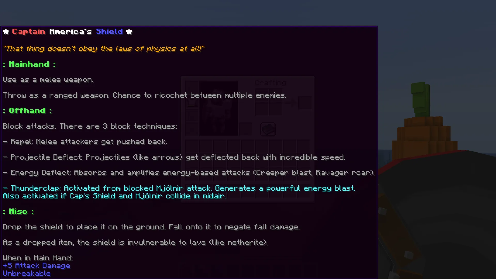 Mjolnir & Captain America's Shield, Дата-паки, Minecraft