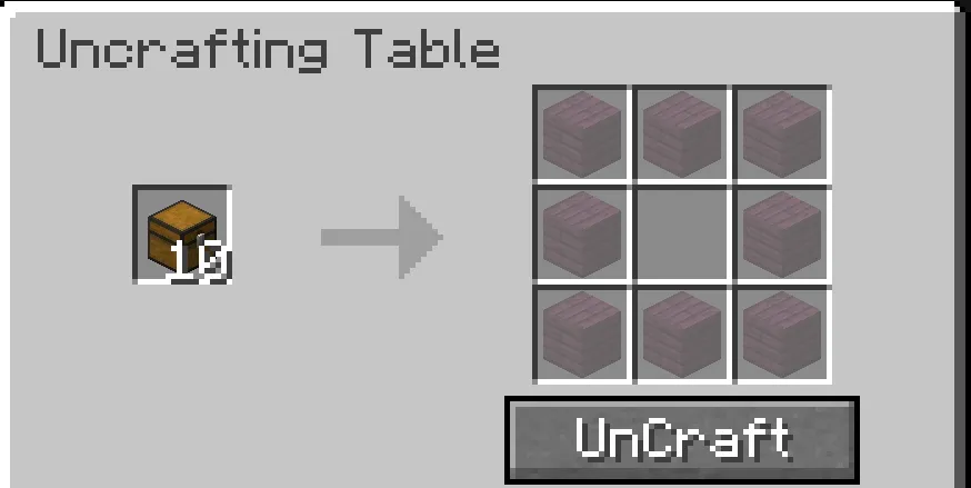 Uncraft Everything, Моды, Minecraft
