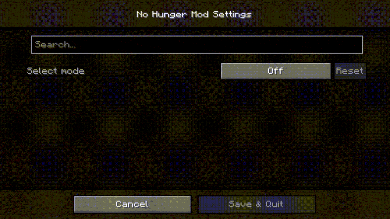 NoHunger, Моды, Minecraft