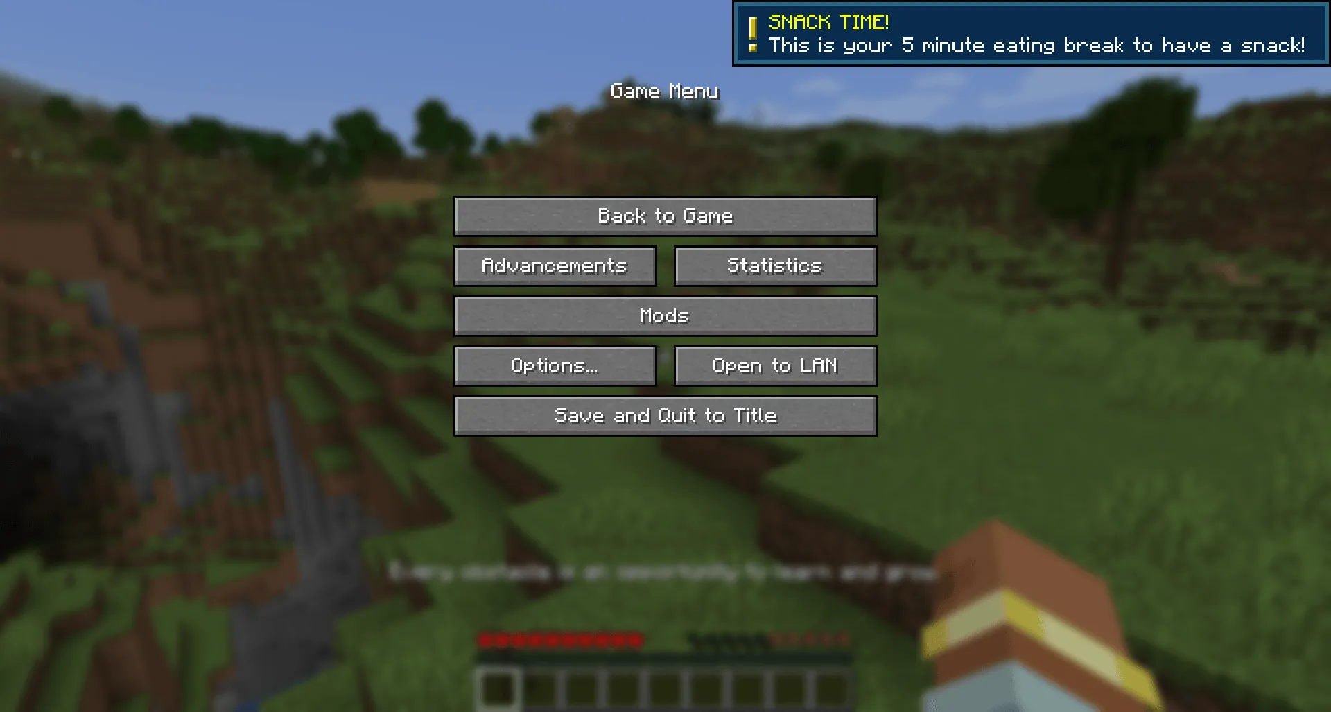 Healthy Habits (Positive Affirmations, Breaks, and Reminders) — скриншот 1 (Моды, Minecraft)