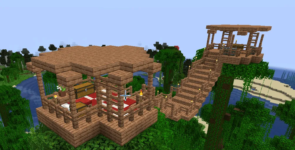 Treehouse Retreat. A survival starter base by Ollie The King, Карты, Minecraft
