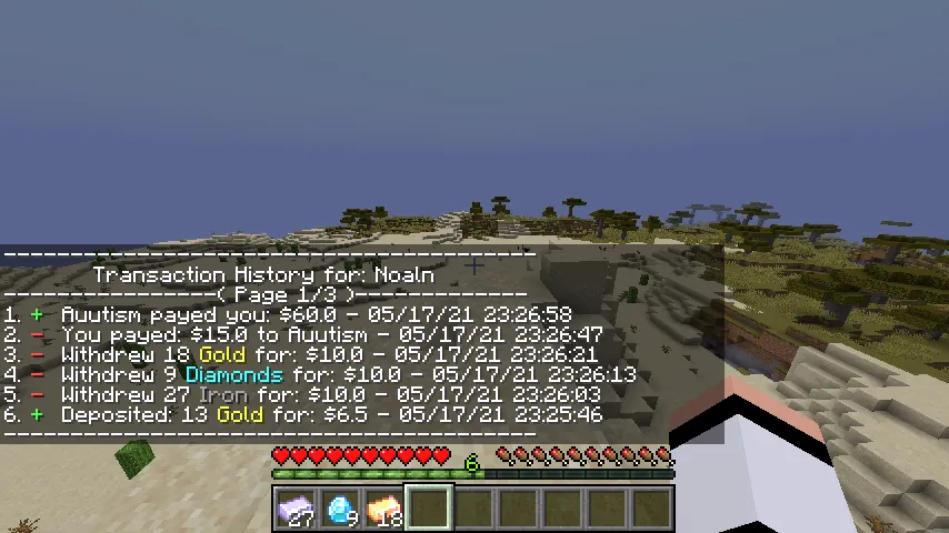 Vanilla Economy — скриншот 2 (Плагины, Minecraft)