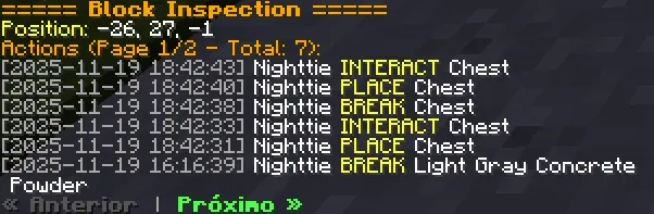 NightCore - Inspect Blocks/Entities/Chunks/Players — скриншот 2 (Моды, Minecraft)