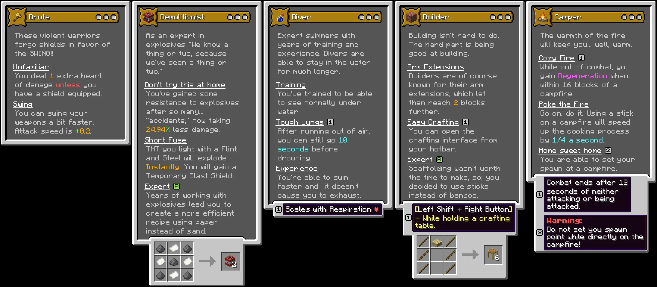 Origins: Mystic's Class Pack, Дата-паки, Minecraft