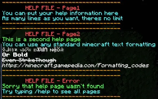 Basic Help Pages — скриншот 2 (Плагины, Minecraft)