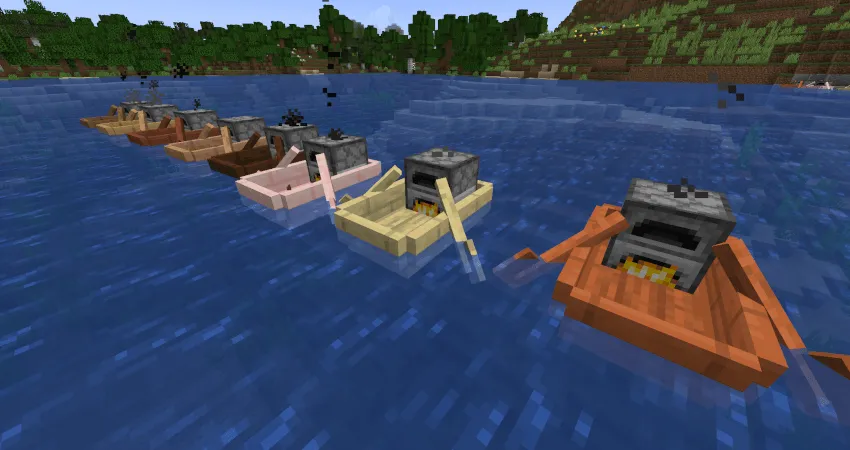 Powered Boats (Boat with Furnace) — скриншот 1 (Моды, Minecraft)