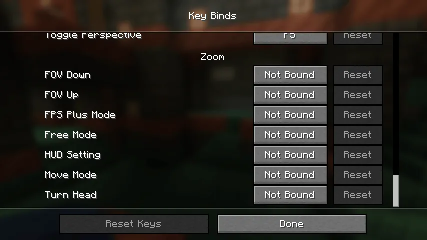 Zoom camera, Моды, Minecraft