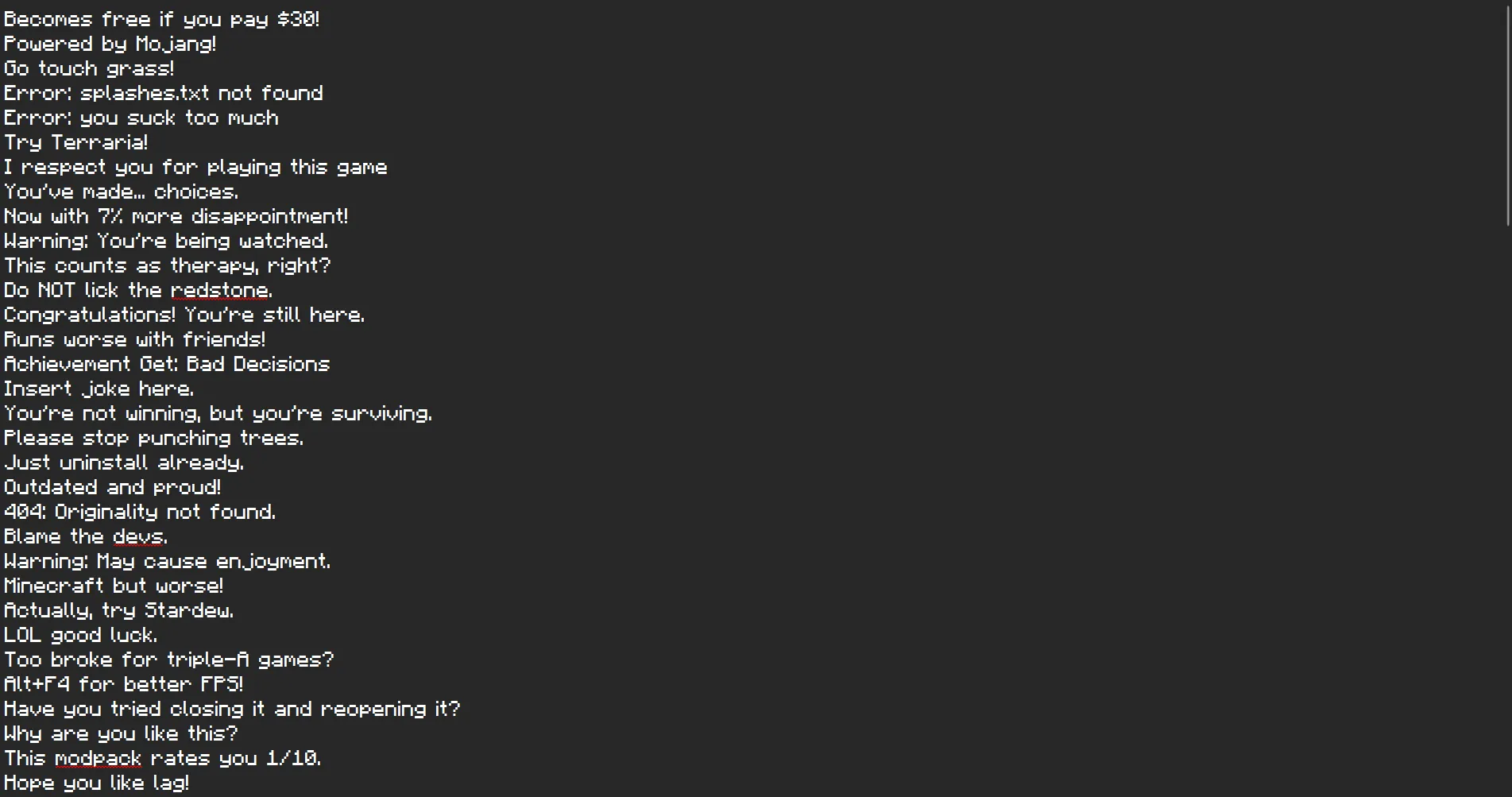 Kaptain's SplashPack, Текстуры, Minecraft