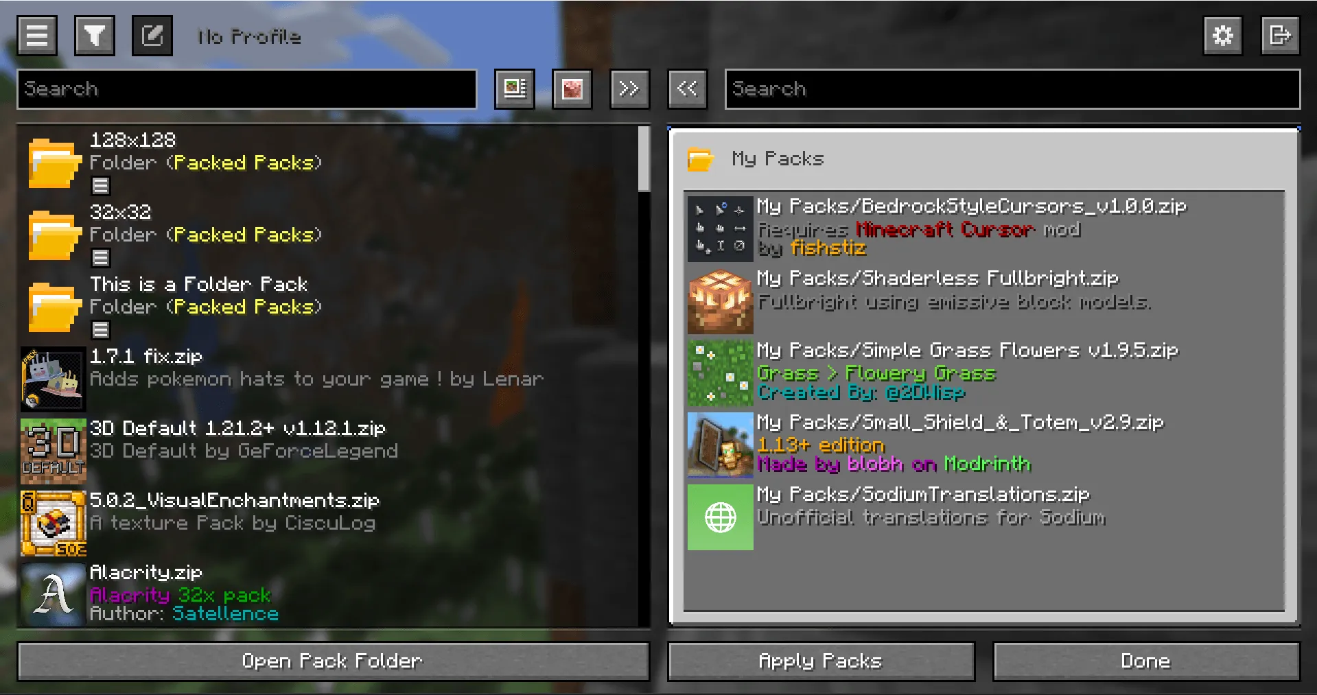 Packed Packs, Моды, Minecraft