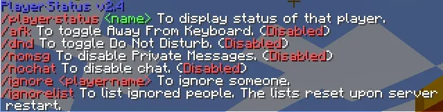 PlayerStatus — скриншот 1 (Плагины, Minecraft)