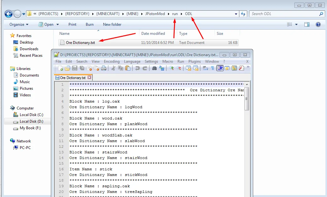 Ore Dictionary Log, Моды, Minecraft
