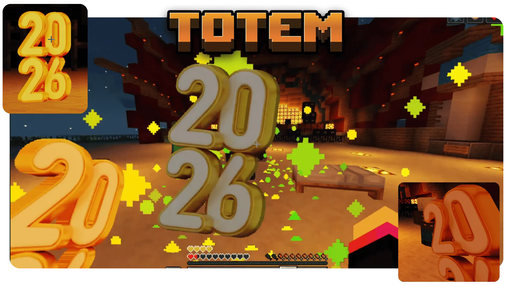 Golden 2026 Totem of Undying - Happy New Year — скриншот 1 (Текстуры, Minecraft)